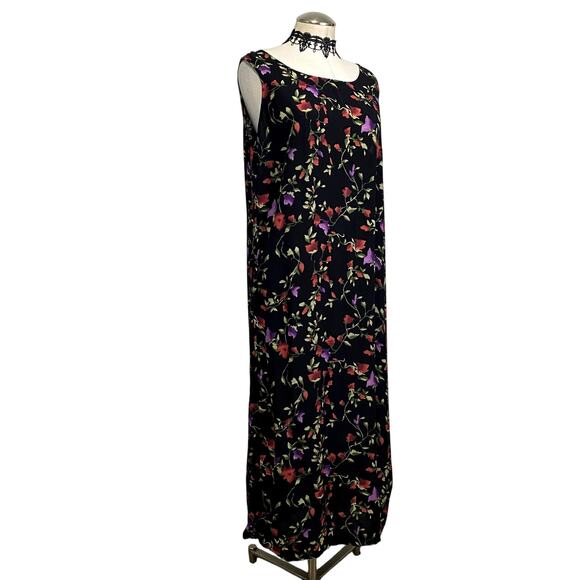 Vintage 90's Uniform Floral Gothic Grunge Whimsygoth Maxi Dress - Picture 3 of 13
